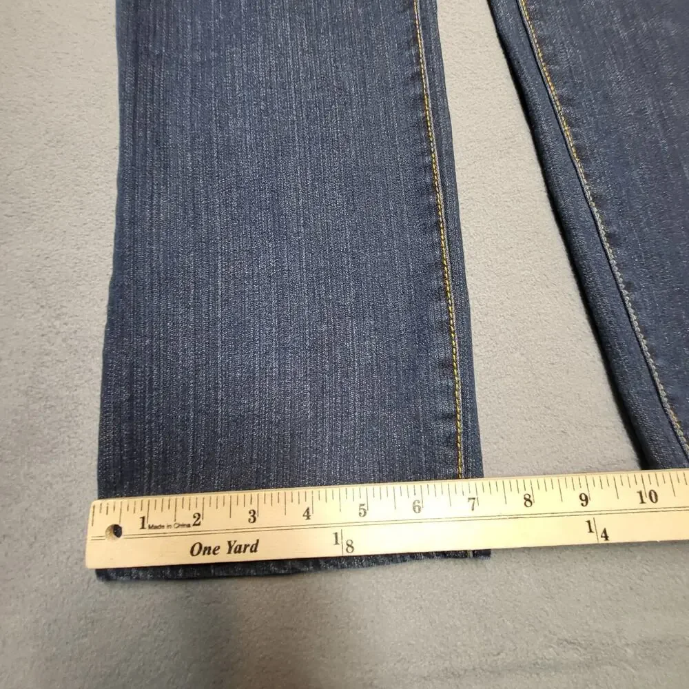 Michael Kors Jeans Womens 8 Blue Straight Leg Distressed Denim Stretch